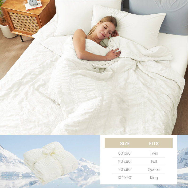 Lightweight Comforter Seersucker Summer Quilt Breathable Summer Blanket Cooling Comforter, Light Gray, Twin Comforter