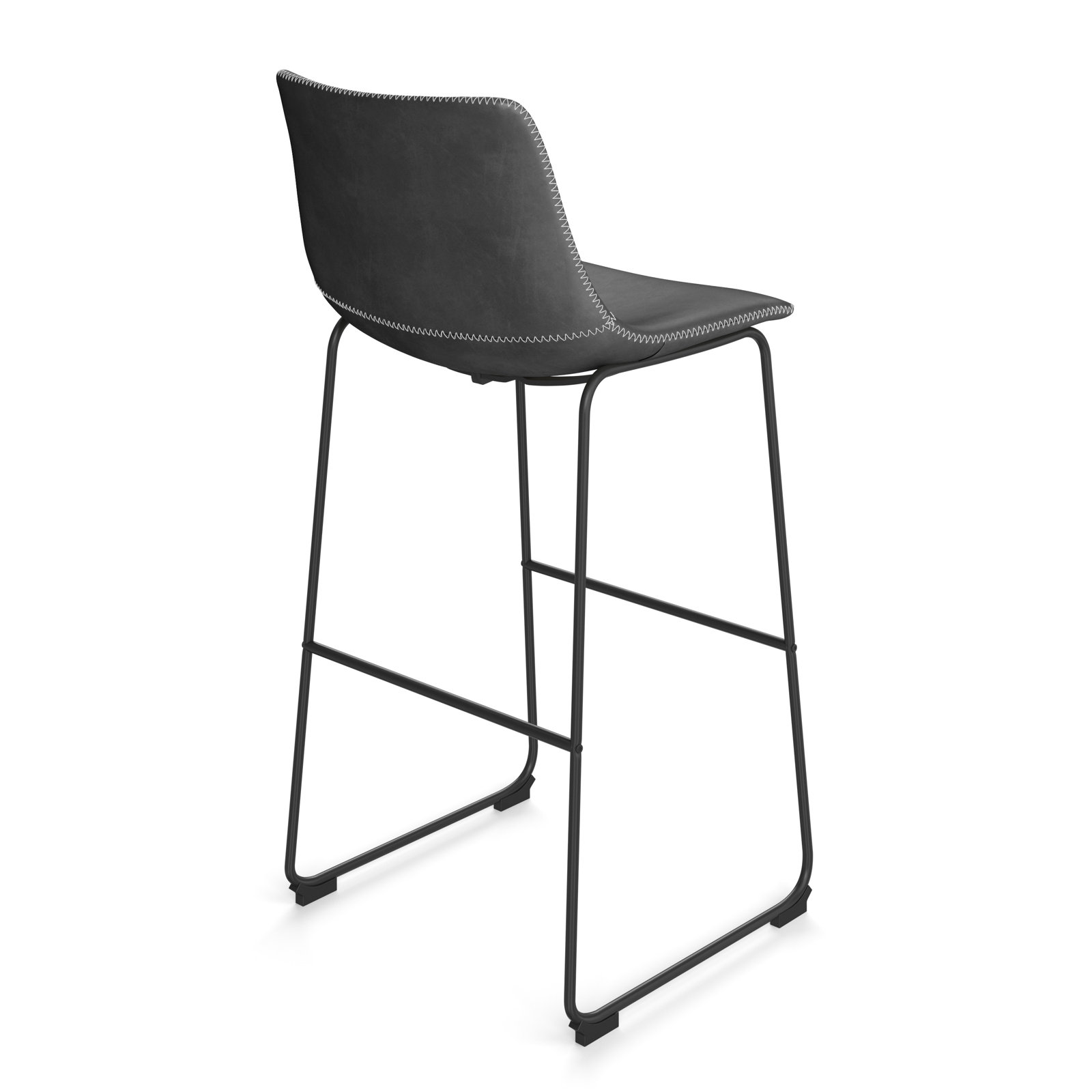 Nia Vegan Leather Bar & Counter Stool, Bar Stool (29" Seat Height), Gray, Black