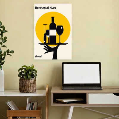 Classic Wine Service Silhouette Abstract Retro Vintage Landscape Nature Wall Art Print