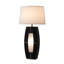 Lampe de table avec veilleuse Delacey - finition bois ébène, laiton patiné, abat-jour en lin blanc