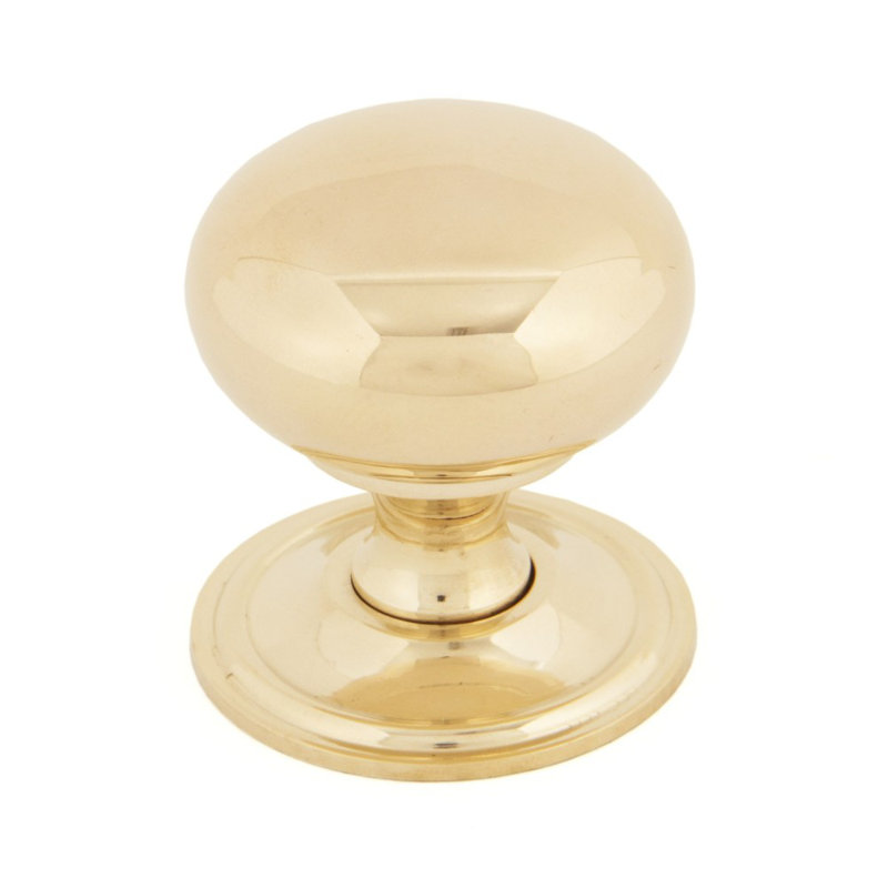 Oval Mushroom Knob, Polished Brass, 3.2cm