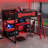 Full Size Wooden Frame Material Loft Bed Frame With Desk, Shelves, With Led Lighting Function Lights, With Usb Charging Function Ports And Pegboard, In Black Finish+Red-1071171372