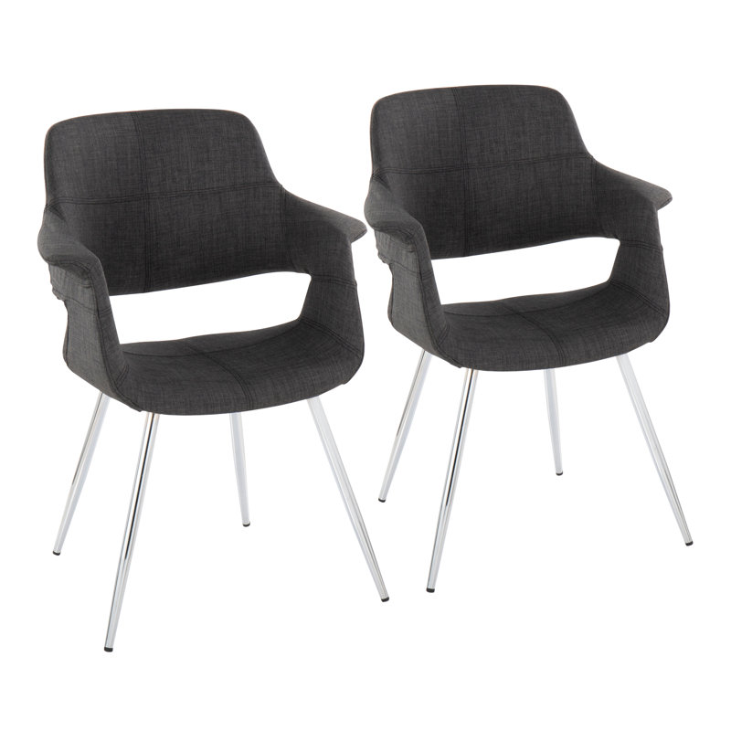Quirico 16.5'' H Upholstered Armchair, Chrome, Charcoal
