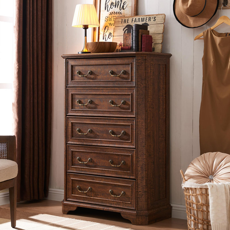Commode 5 tiroirs Harbison, Brun