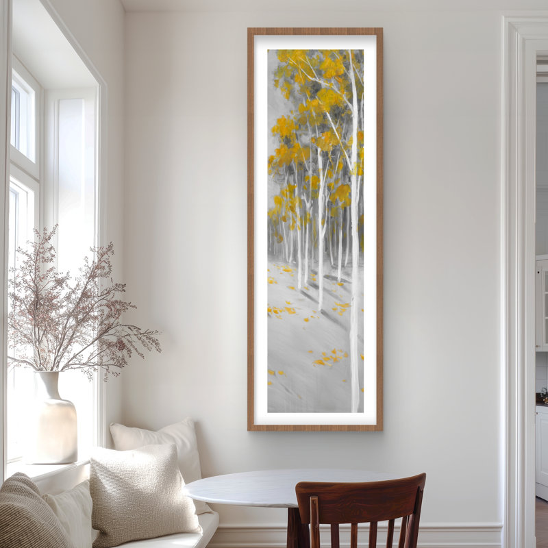Imprimé forêt de bouleaux jaunes | Décoration de salon contemporaine, Brun, H 60 po x l 20 po