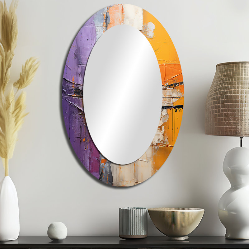 Collage Impressions IV - Yellow Oval Wall Mirror Decor, 36" x 24"