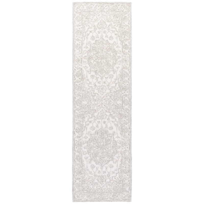 Tapis oriental en laine touffeté à la main Comstock, Tapis de couloir 2 pi 3 po x 8 pi