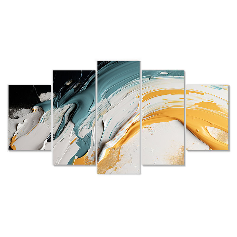 Wawona - art mural vagues 5 pièces, H 32 po x l 60 po