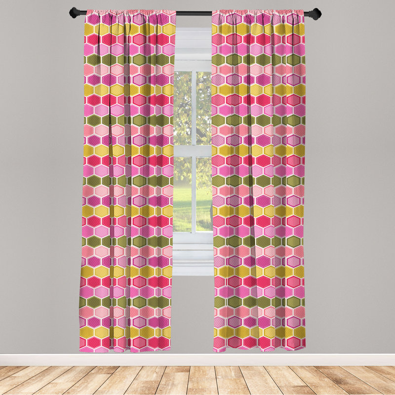 Geometric Semi-Sheer Rod Pocket Curtain Panels, 28" x 84"