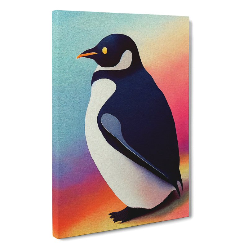 Penguin In Watercolour No.2 - Wall Art, Wrapped Canvas, 76cm H x 50cm W, No Matte