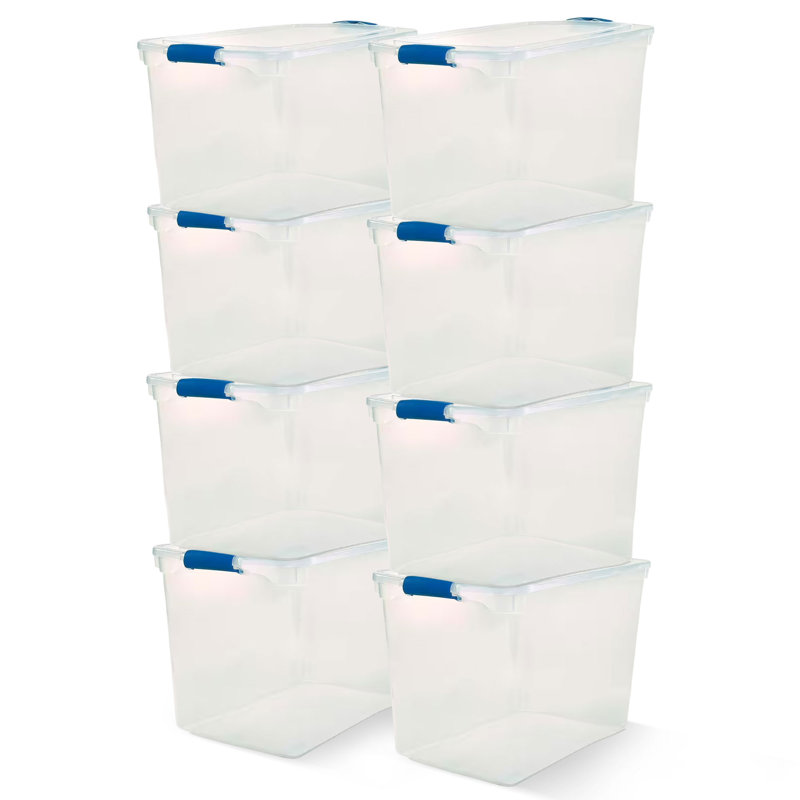 Bac de rangement avec couvercles Homz, 8, 112 pte, Bleu / Transparent