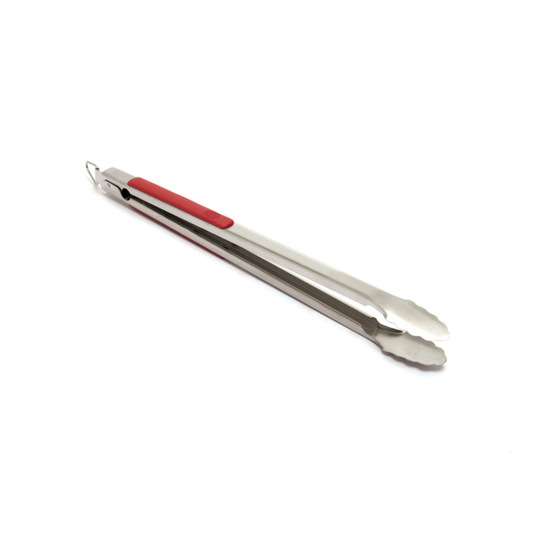 GrillPro 20-Inch Red and Silver Stainless Steel Grill Tongs