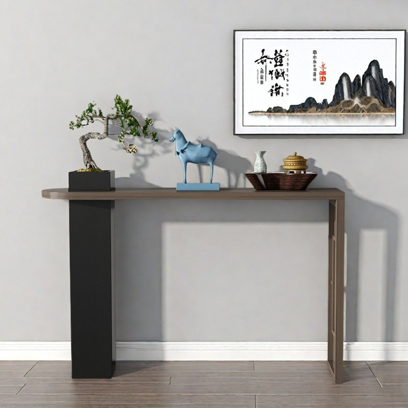 Nouvelle console en bois massif de style chinois, H 33,5 po x l 63 po x P 11,8 po, Noir / couleur rétro