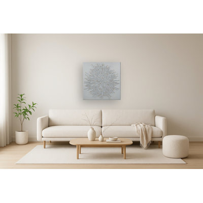 White Starburst Canvas Wall Art - 36" x 36"
