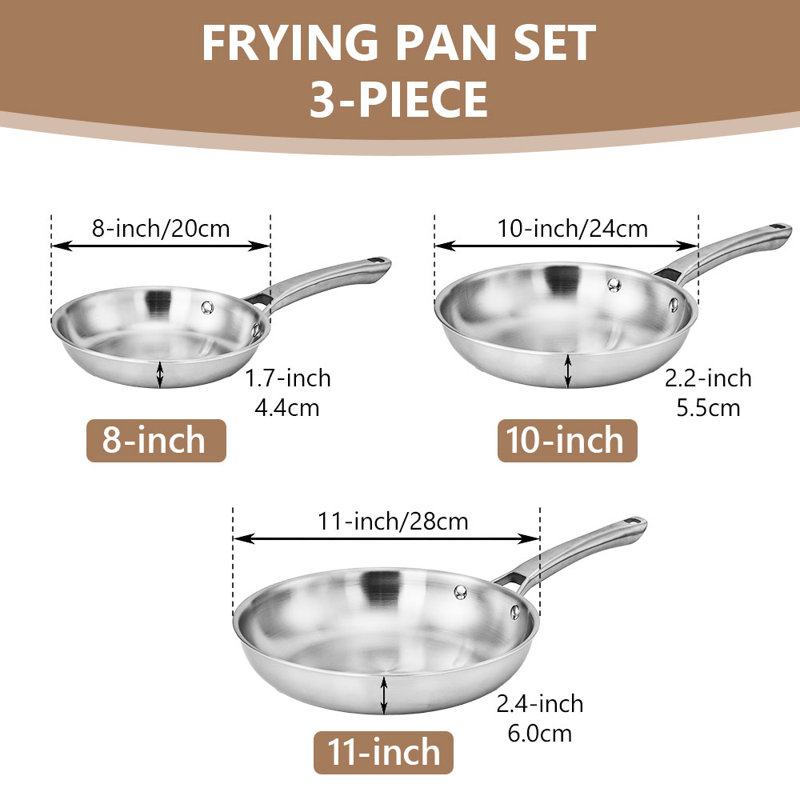 3 - Piece Non-Stick Stainless Steel Cookware Set