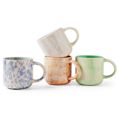 Coffee Mugs, 12 OZ Modern Ceramic Coffee Mugs Set With Handle, Set Of 4, (Colorful)