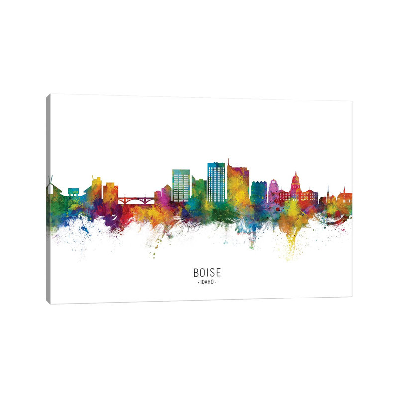 Boise Idaho Skyline City Name by Michael Tompsett - Print on Canvas, Wrapped Canvas, 30.48cm H x 45.72cm W x 1.91cm D