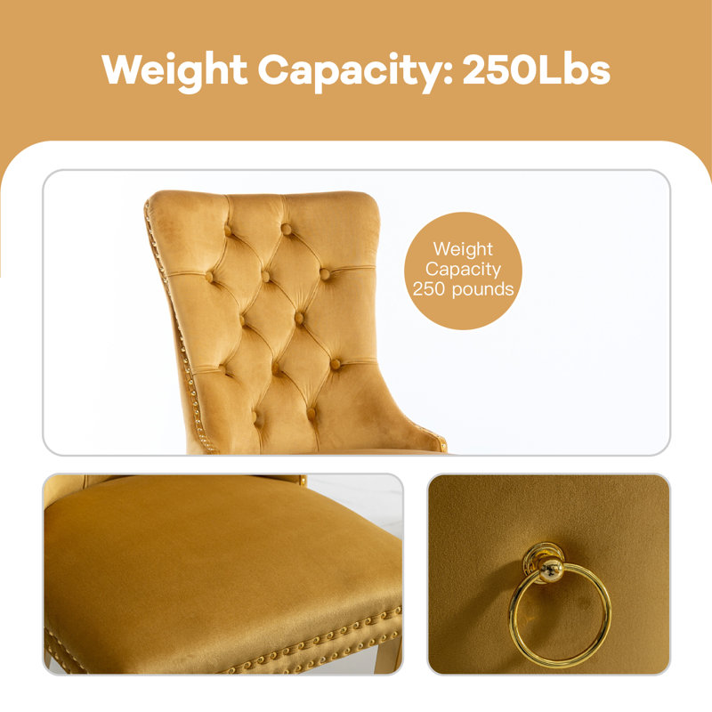 Chaise parsons en velours capitonné Joshanae, Jaune