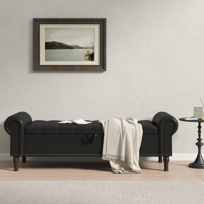 60" & 67" W Faux Leather Storage Bench with Button-Tufted Seat and Roll Arms – Perfect for Bedrooms & Versatile Home Spaces