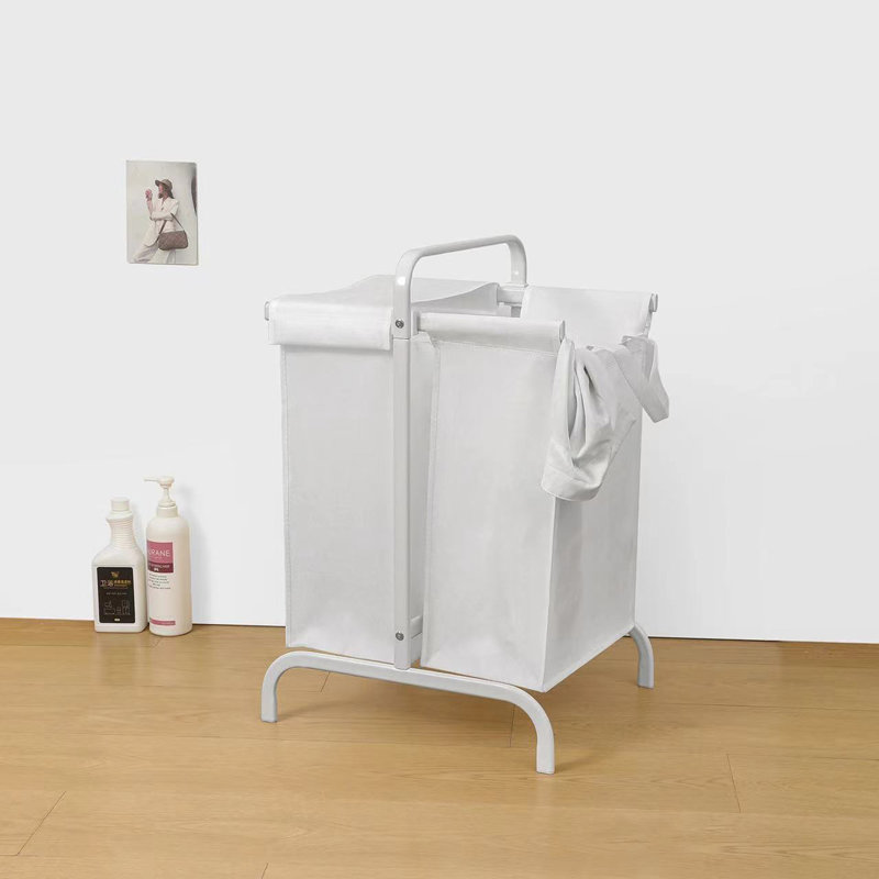 2-Tier Laundry Hamper 110L Large Oxford Clothes Basket Sorter With, Lid And Sorting Cards For Clothes & Toys Storage,White