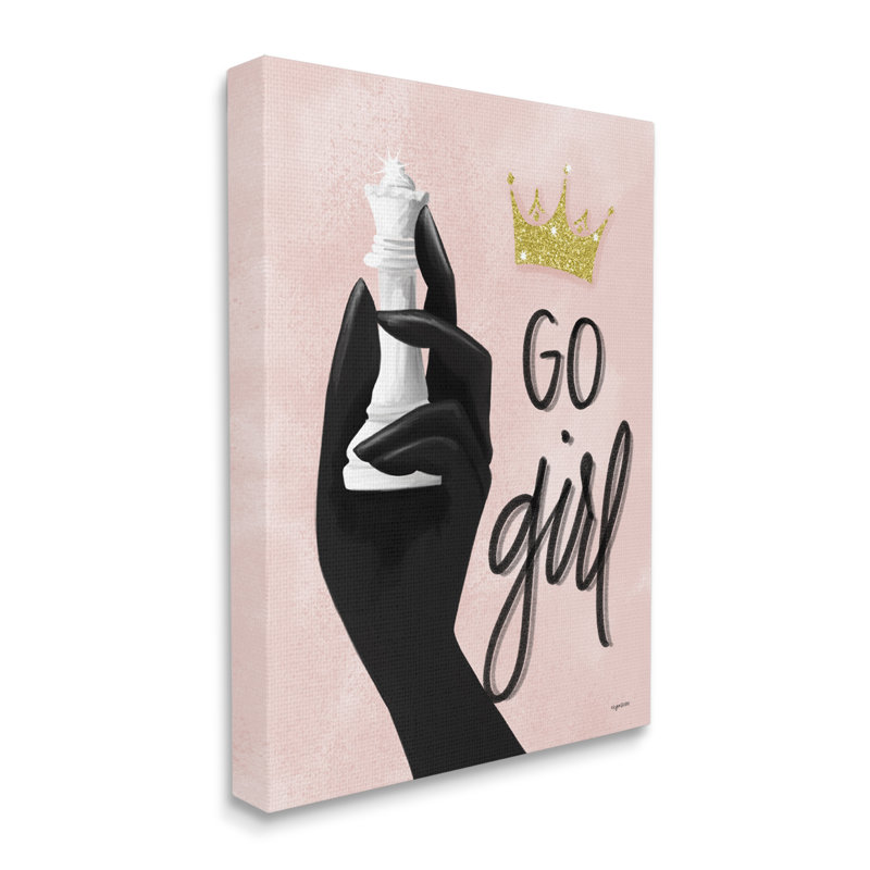 Pièce d'échecs de la reine de la Go Go Girl Sparkle - impression sur bois, H 20 po x l 16 po x P 1,5 po, Toile tendue