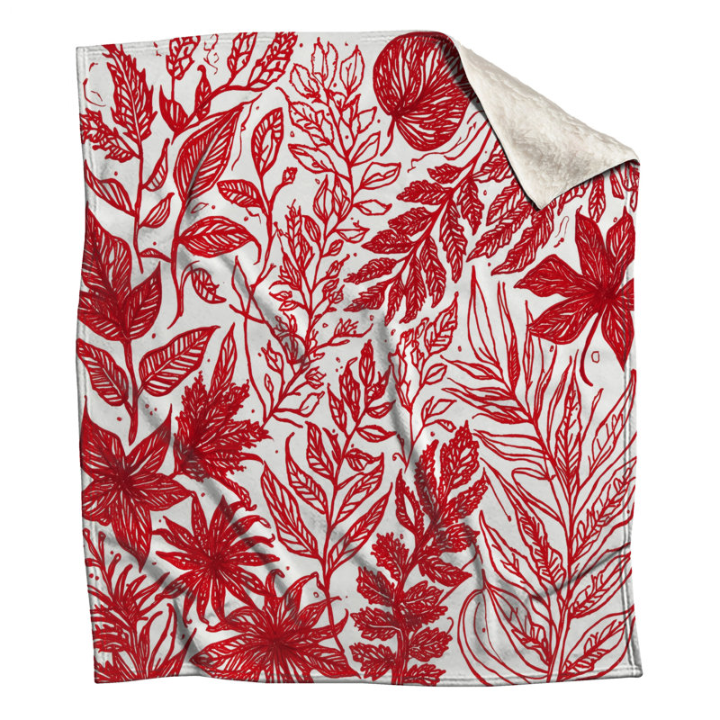 Couvertures d'illustrations botaniques rouges, L 50 po x H 60 po