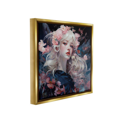 " Girl With Pink Irises Floater Frame " by RB