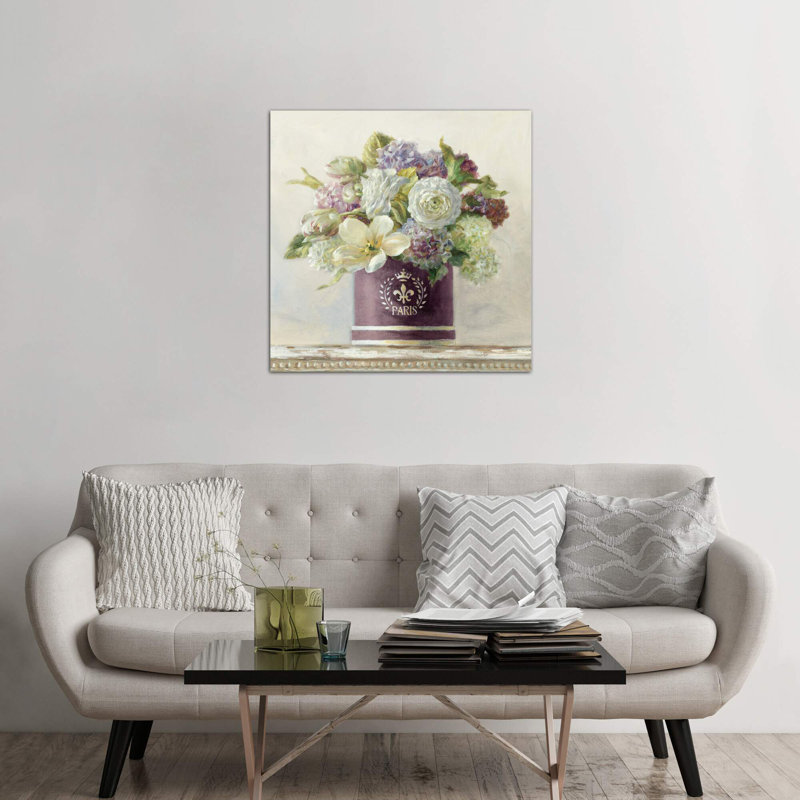 Tulips In Aubergine Hatbox by Danhui Nai - Wrapped Canvas Painting, 45.72 cm H x 45.72 cm W x 1.91 cm D