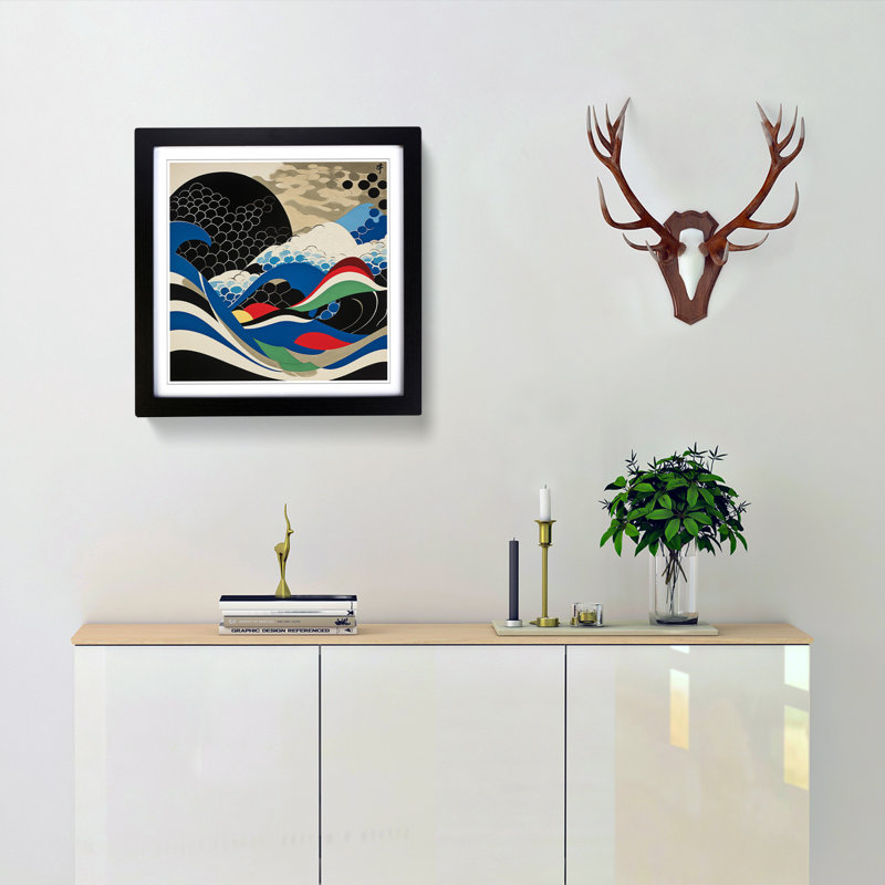 Japanese Wave Suprematism No.3 - Framed Print, Black