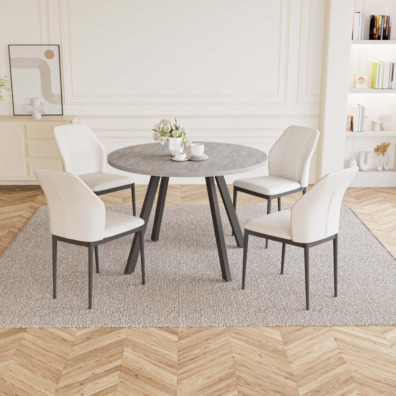 Ensemble de table de salle à manger ronde de 35,4 po Siefert, table de salle à manger de cuisine et 4 chaises de salle à manger