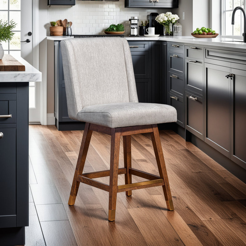 Tabouret pivotant Chenowith Albemarie, Tabouret de comptoir (siège d'une hauteur de 26 p, Brun, Beige performance
