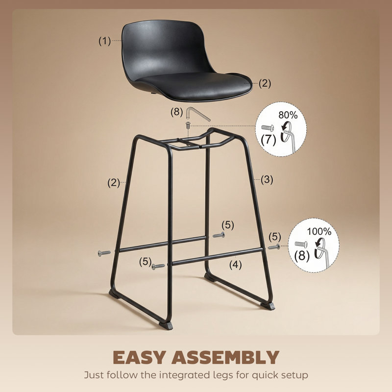 Swivel Upholstered Counter Stool with Metal Frame