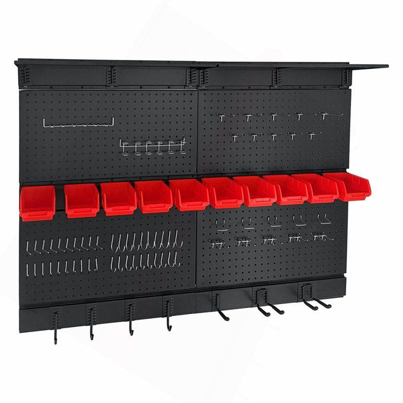 Pegboard Wall Organizer,48 x 36 inch Garage Storage Pegboard ,Metal Peg Board with Hooks & Storage Bins, Tool Panel Organizer