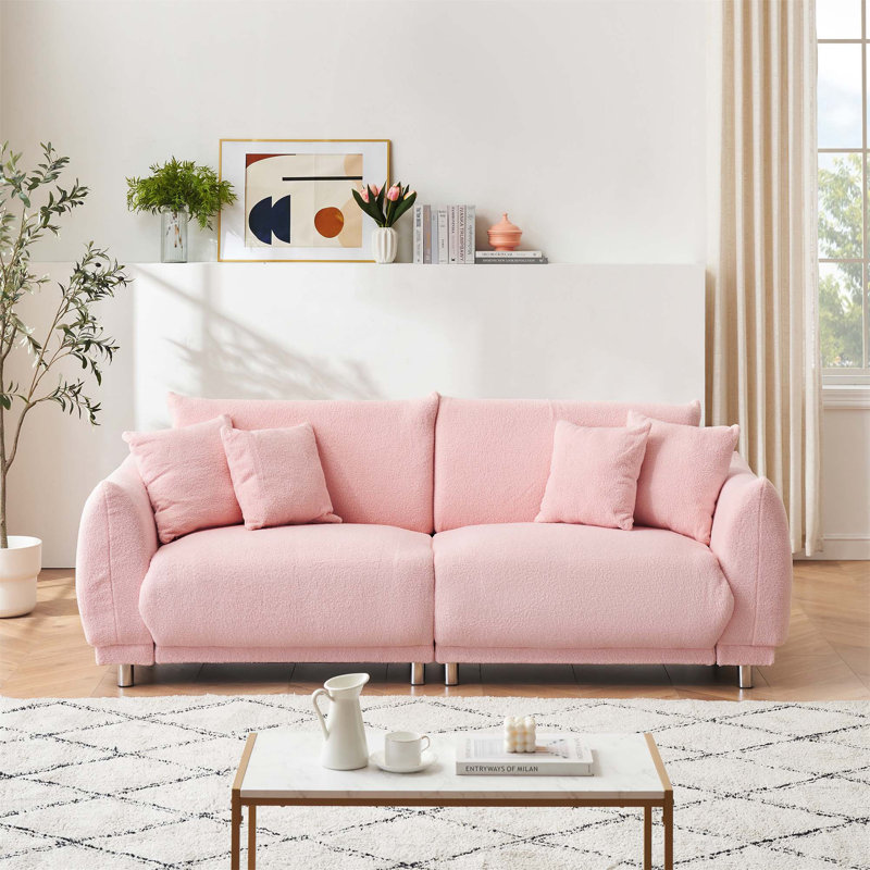 Ambus Upholstered 86.6'' Sofa, Pink Fabric
