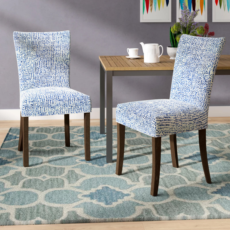 Chaise d'appoint capitonnée Toledo, Bleu / blanc