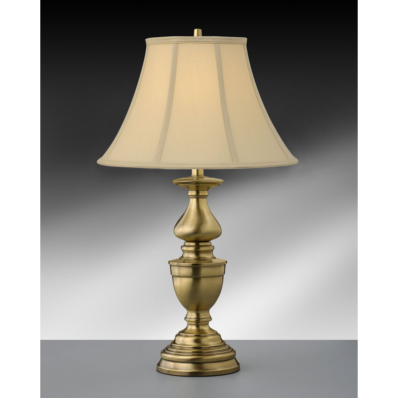 Lampe de table en laiton antique satiné 30 po Balustrade, Beige foncé