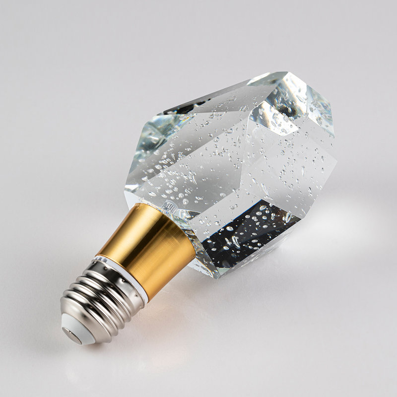 LED Solid Crystal-Style Glass Bulb, 3000K Warm White, E26/27 Medium Base Bulbs (Base not included), 2.8" * 5.9"