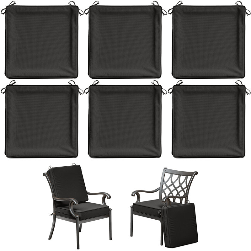 Outdoor Chair Cushion Covers, 5 Sizes Available, Covers Only, 17" W x 16" D, Black