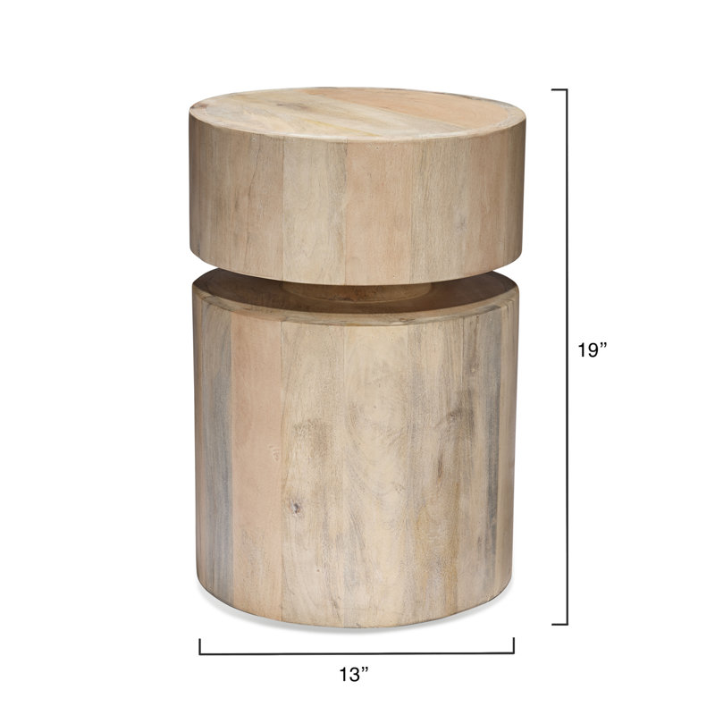 Light Wood Round Scandinavian Side Table