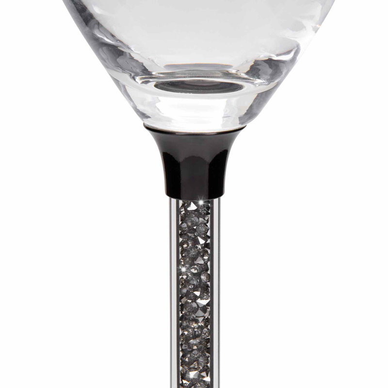Sparkles Home | Flûtes à tiges Vetrina | Verres à vin en cristal | Accents de strass, 2, Gris anthracite