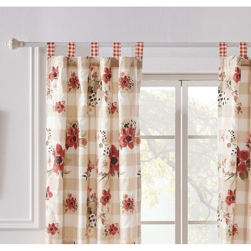Red Tab Top Blackout Polyester Window Panel Pair