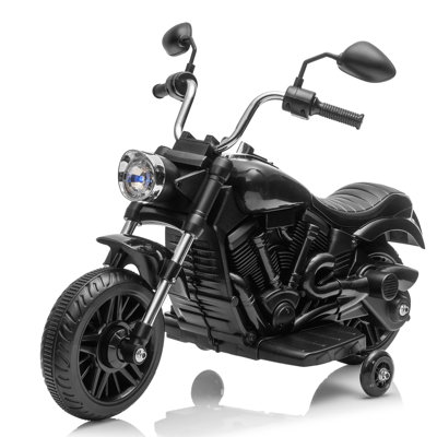 12V 3-Wheel Kids Electric Motorcycle, Toddler Ride On Bike with Training Wheels, One-Button Start, Reverse Function, Headlight, Horn and Music, Electric Ride On Toy
