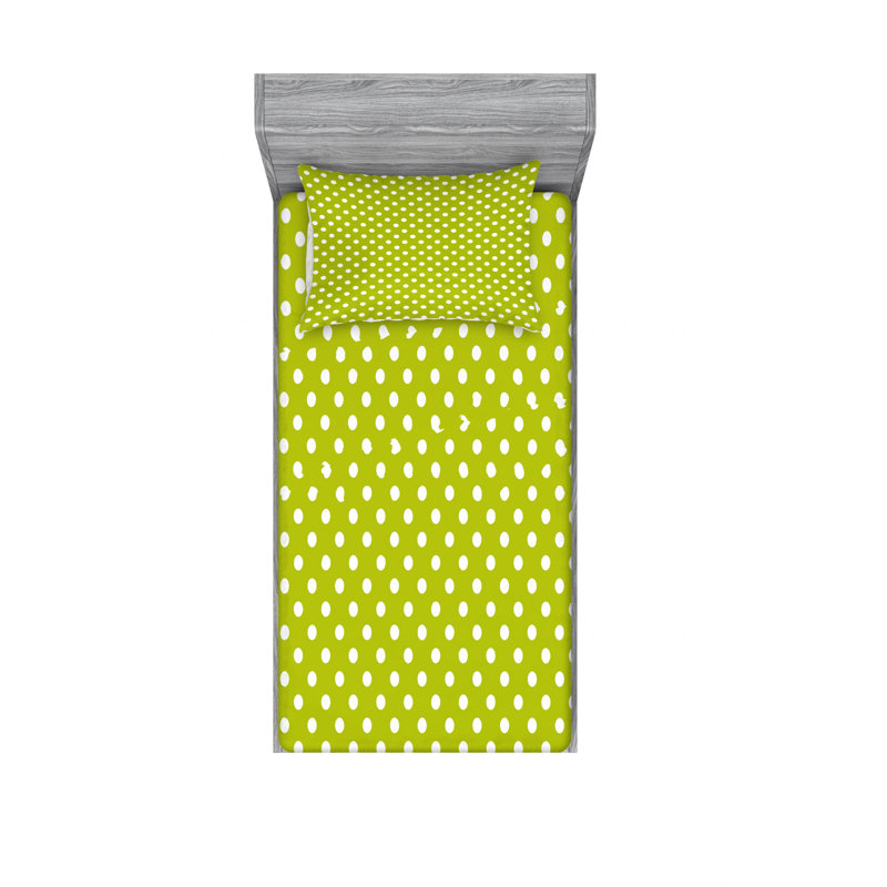 Ensemble de draps à motif géométrique inspiré des années 60, Ensemble de draps pour lit simple avec drap-housse