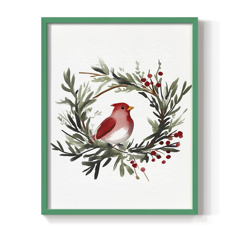 «Christmas Holiday», reproduction d'art encadrée CMLX - bois massif, H 21 po x l 17 po, Vert