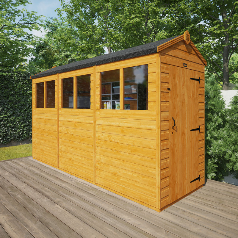 TigerFlex® Modular Buildings 4 ft. W x 12 ft. D Solid Wood Tongue & Groove Apex Tool Shed