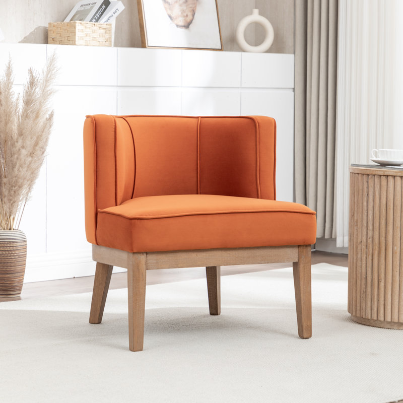 Fauteuil demi-tonneau rembourré Ezra, Velours jacinthe, 1