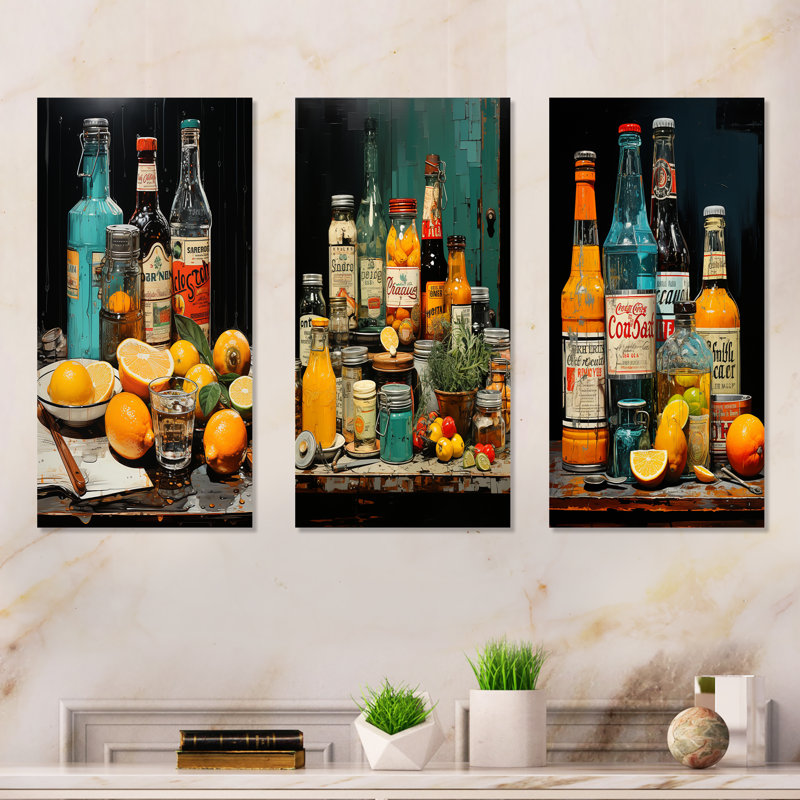 Zeste urbain cocktail et condiments, H 28 po x l 36 po, Toile tendue