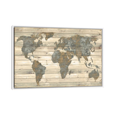 « Carte du monde sur bois » par Jamie MacDowell, reproduction d’art