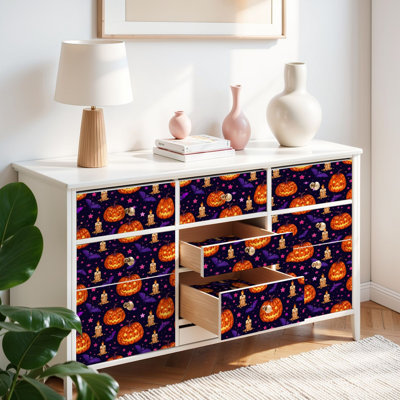 Peel and Stick Wallpaper Contact Paper Halloween O Lanterns Self Adhesive and Removable 17.7in x 118in(45x300cm)