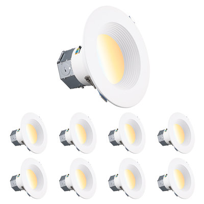 6Cct 6 Inch Led Integrated Canless Recessed Lighting, 3000K-1800K Dim To Warm, White